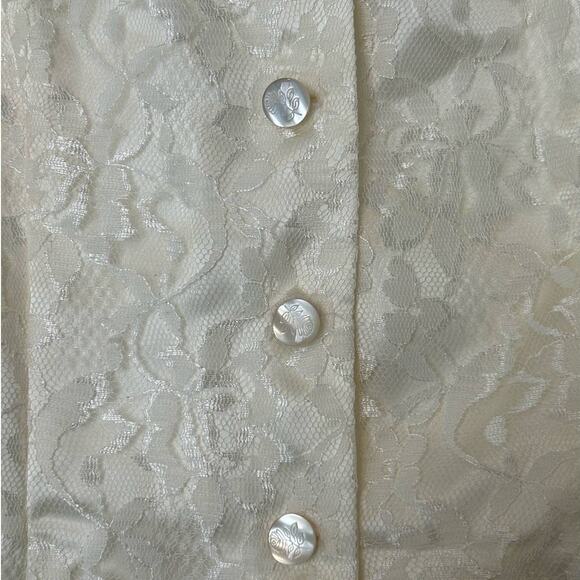 Gunne Sax Ivory Button Front Floral Lace Puff Sleeve Blazer Vintage *TINY FLAW - Picture 7 of 15